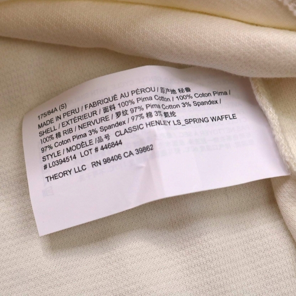 Theory Sweater Mens Size SM Thermal Ivory Henley Crewneck Pullover Pima Cotton - Picture 5 of 10